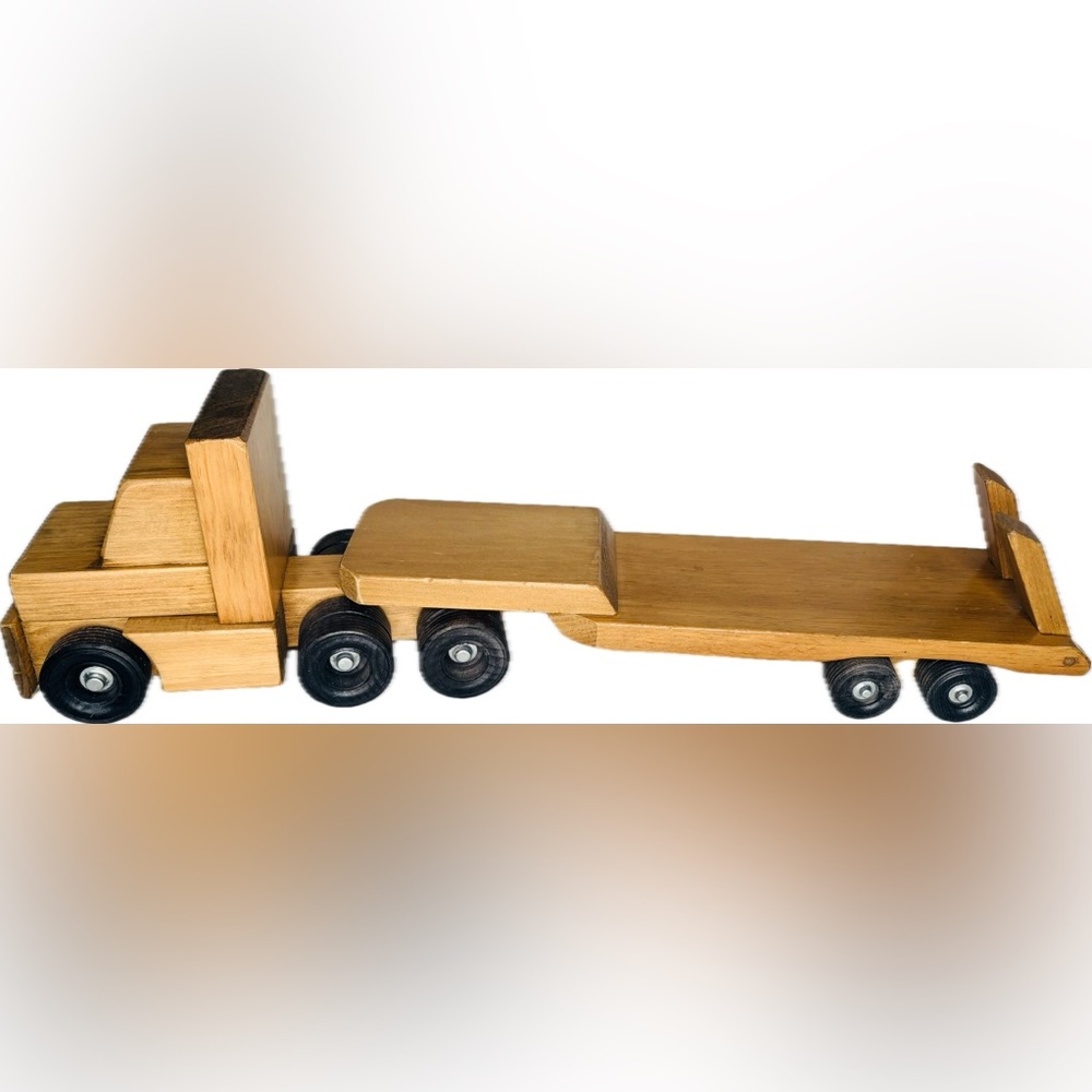 Vintage Hand Made Wooden Truck and Trailer